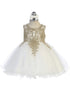 Baby Girls Multi Color Gold Lace Wired Tulle Flower Girl Dress 6-24M